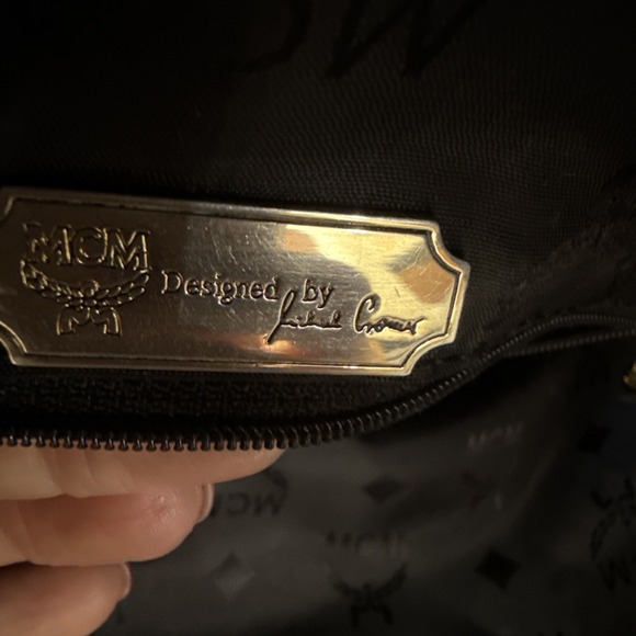 VTG MCM Black Jacquard‎ bucket bag Crossbody Purse Large Nylon & Leather Germany - Picture 12 of 16